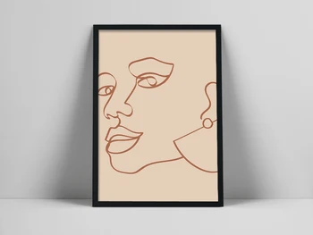 Boho Linija Moteris Art Print | Piešinys Veido Plakatas | Moteris, Face Art | Neutralus Wall Print | Versija Spausdinimui Minimalistinio Ang |Earm Pulkininkas